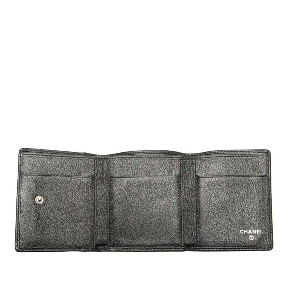 CHANEL Authentic Black Lambskin Leather Logo Wallet - Picture 5 of 10